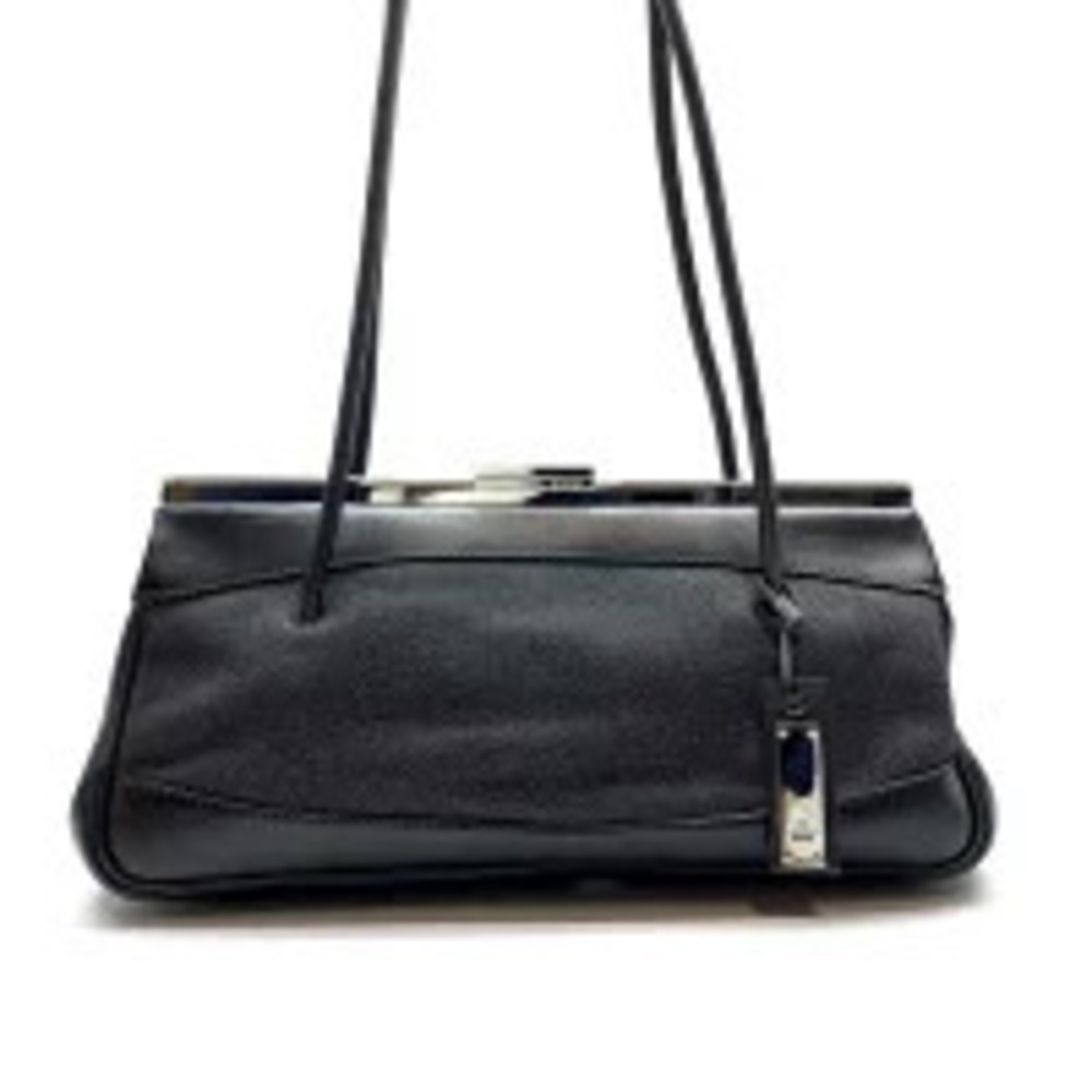 Gucci Evening Bag Shoulder Hobo Black Clasp Closure Canvas Leather